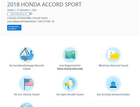 2018 Honda Accord Sedan Sport | Leather | Moonroof | Cam | USB | HtdSeats