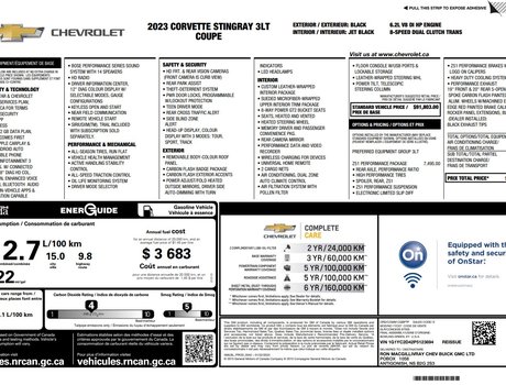 2023 Chevrolet Corvette Z51 3LT | Leather | Roof | Nav | Cam | Htd&CooledSeat