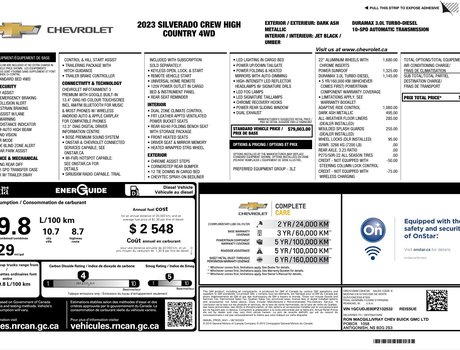 2023 Chevrolet Silverado 1500 High Country | Leather | Roof | Nav | Cam | USB