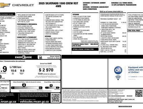 2025 Chevrolet SILVERADO 1500 RST | Cam | USB | HtdWheel | Bluetooth