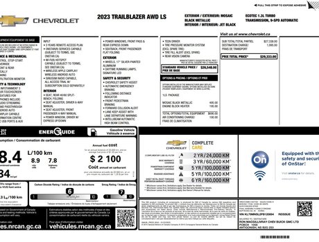 2023 Chevrolet TRAILBLAZER LS | Cam | USB | Bluetooth | Cruise