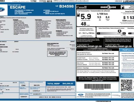 2020 Ford ESCAPE Titanium Hybrid | Leather | Nav | Cam | USB |
