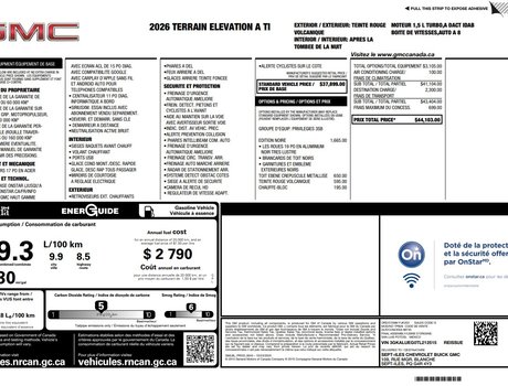 2026 GMC Terrain Elevation AWD | Cam | USB | HtdSeats | Bluetooth