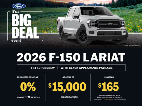Lease a 2026 Ford F-150 Lariat 4X4 SuperCrew for $165 weekly*