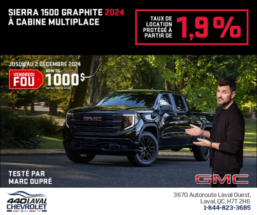 Le GMC Sierra 1500 Graphite à cabine multiplace 2024