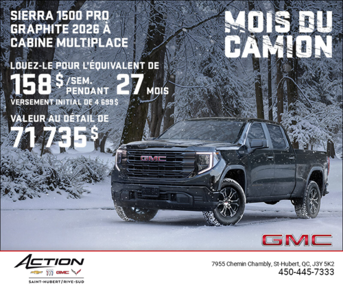 Le GMC Sierra 1500 Pro Graphite 2026 à cabine multiplace