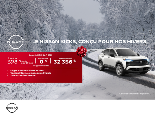 Obtenez le Kicks S 2026 !