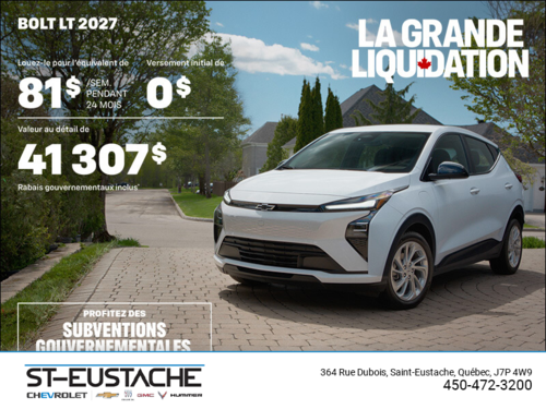 Procurez-vous le Chevrolet Bolt LT 2027