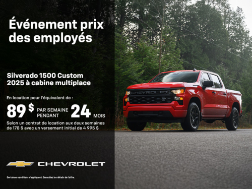 Procurez-vous le Chevrolet Silverado 1500 Custom 2025 à cabine multiplace