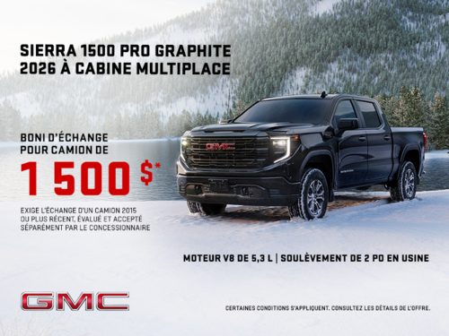 Le GMC Sierra 1500 2026 Pro Graphite à Cabine Multiplace