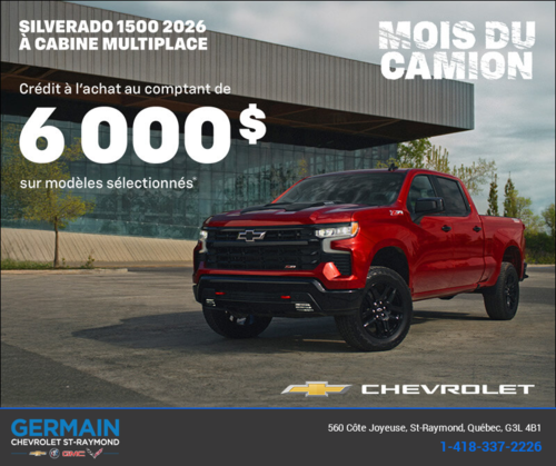 Procurez-vous le Chevrolet Silverado 1500 2026 à cabine multiplace