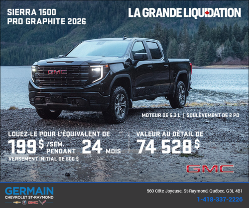 Le GMC Sierra 1500 Pro Graphite 2026 à cabine multiplace
