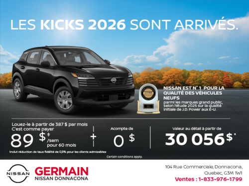 Obtenez le Kicks 2026 !