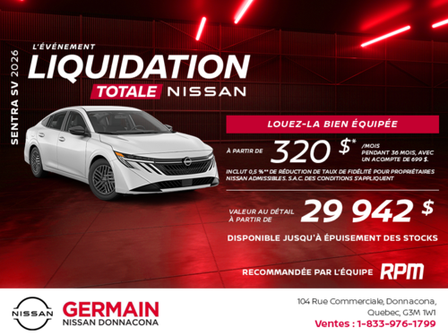Obtenez la Sentra SV 2026!