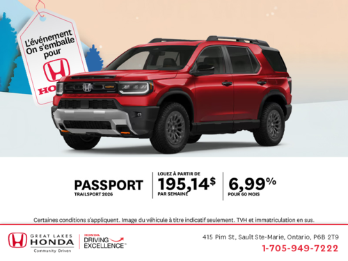 Procurez-vous le Honda Passport 2026!