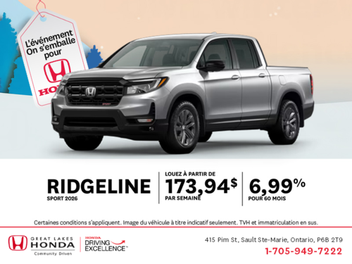 Procurez-vous le Honda Ridgeline 2026 !