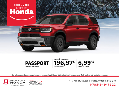 Procurez-vous le Honda Passport 2026!