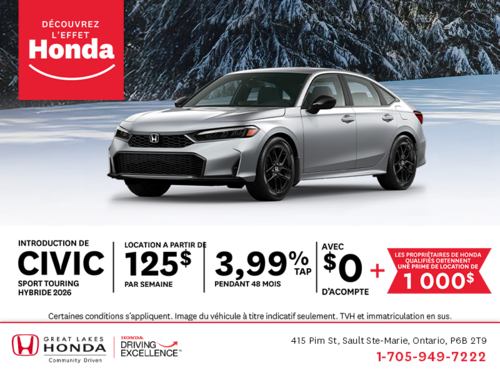 Procurez-vous le Honda Civic Hybride 2026