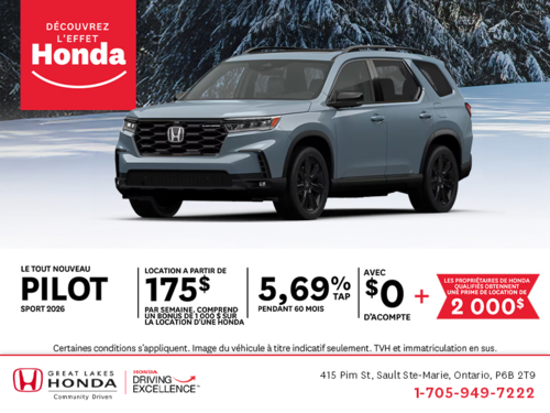 Procurez-vous le Honda Pilot 2026!