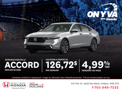 Obtenez la Honda Accord 2026 !