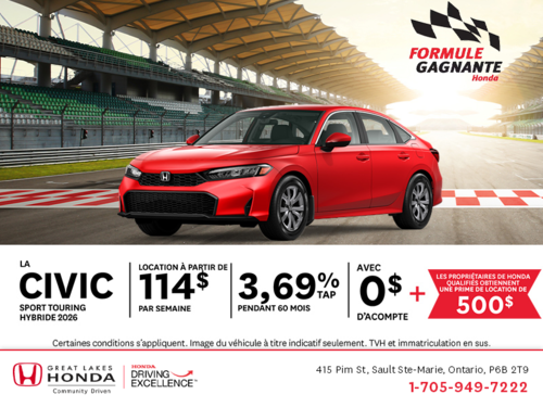 Procurez-vous la Honda Civic Hybride 2026