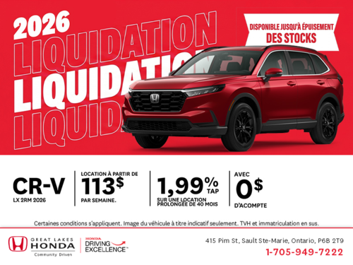 Obtenez la Honda CR-V 2026