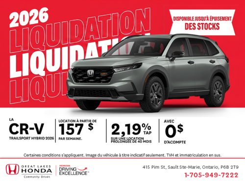 Obtenez la Honda CR-V Hybride 2026 !