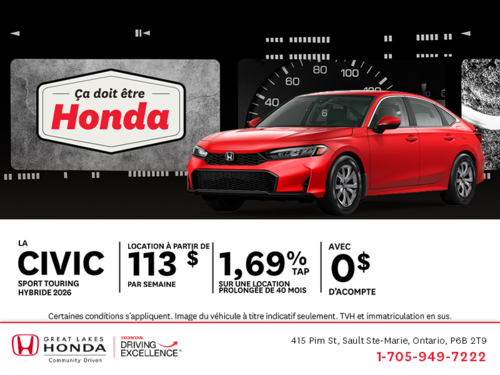 Procurez-vous la Honda Civic Hybride 2026