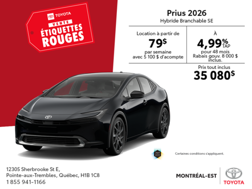 Toyota Prius Hybride Branchable SE 2026