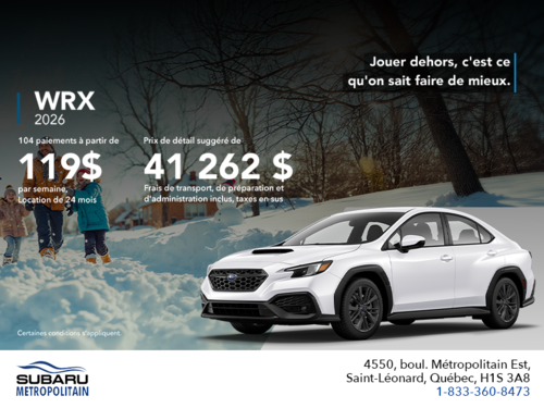 Procurez-vous la WRX 2026!