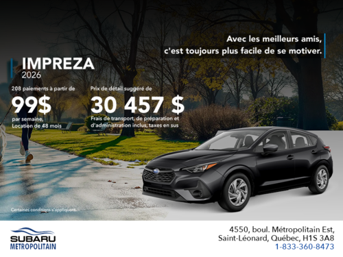 Procurez-vous la Impreza 2026!
