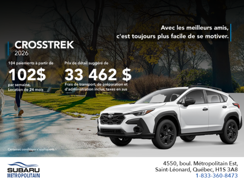 Procurez-vous le Crosstrek 2026!
