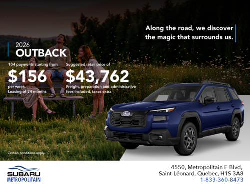 Get the 2026 Outback today!