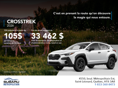 Procurez-vous le Crosstrek 2026!