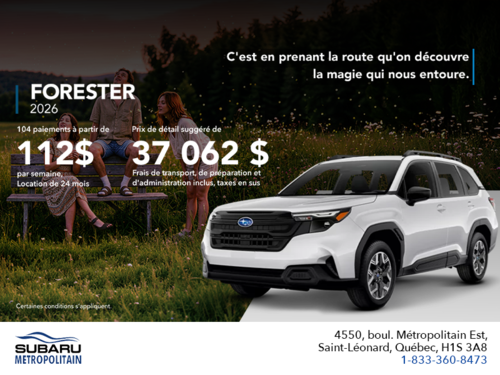 Procurez-vous le Forester 2026!