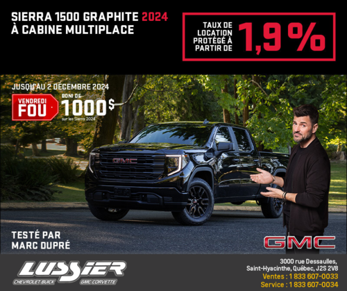 Le GMC Sierra 1500 Graphite à cabine multiplace 2024