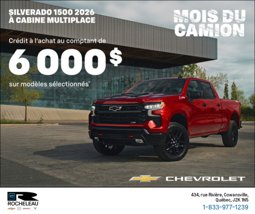 Procurez-vous le Chevrolet Silverado 1500 2026 à cabine multiplace
