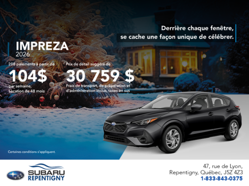 Procurez-vous la Impreza 2026!