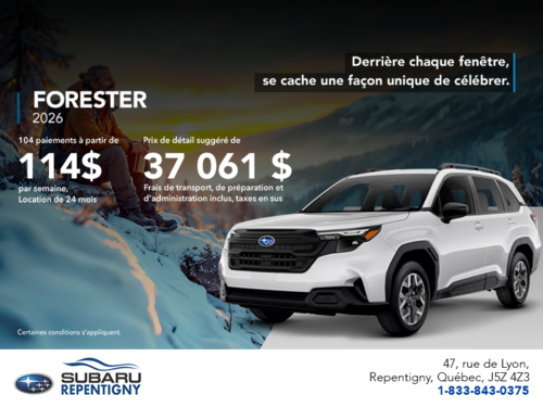 Procurez-vous le Forester 2026!