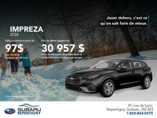 Procurez-vous la Impreza 2026!