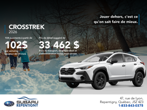 Procurez-vous le Crosstrek 2026!