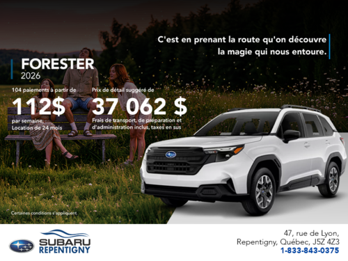 Procurez-vous le Forester 2026!
