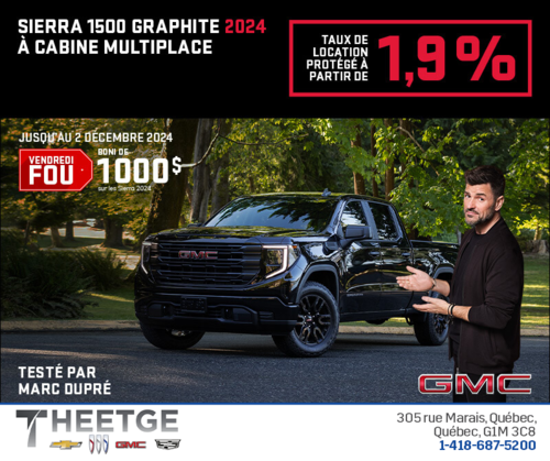 Le GMC Sierra 1500 Graphite à cabine multiplace 2024