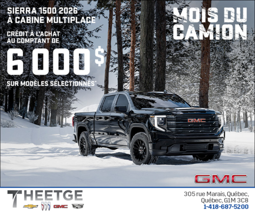 Le GMC Sierra 1500 2026 à Cabine Multiplace