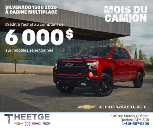 Procurez-vous le Chevrolet Silverado 1500 2026 à cabine multiplace
