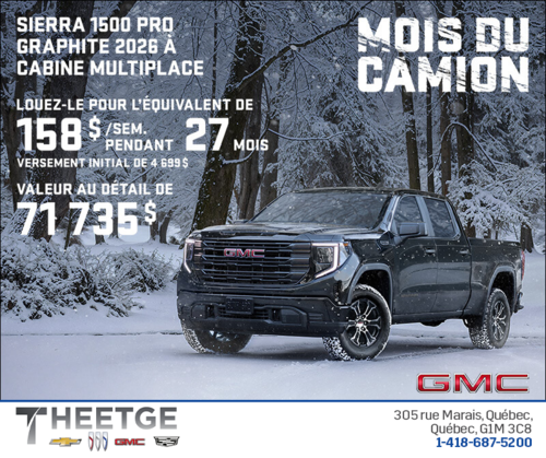 Le GMC Sierra 1500 Pro Graphite 2026 à cabine multiplace