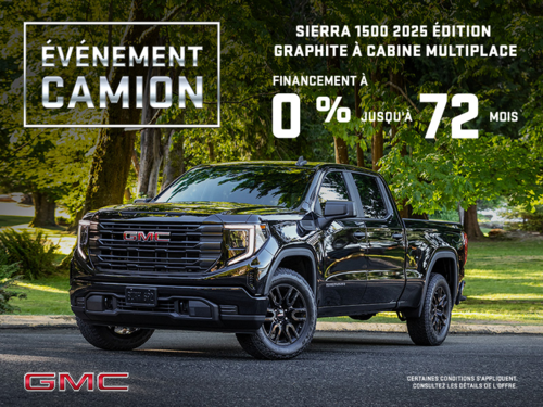 Le GMC Sierra 1500 2025 à cabine multiplace graphite