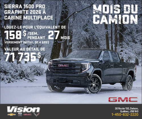 Le GMC Sierra 1500 Pro Graphite 2026 à cabine multiplace