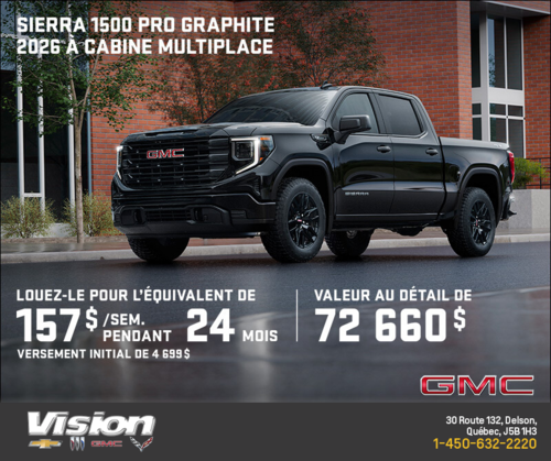 Le GMC Sierra 1500 Pro Graphite 2026 à cabine multiplace