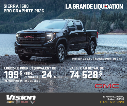 Le GMC Sierra 1500 Pro Graphite 2026 à cabine multiplace